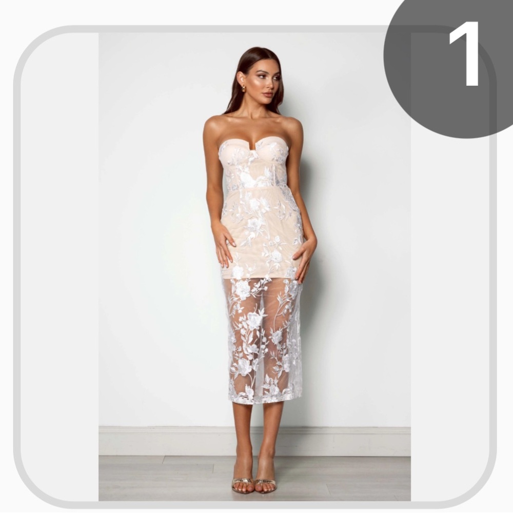 Sheer Floral Embroidered Dress